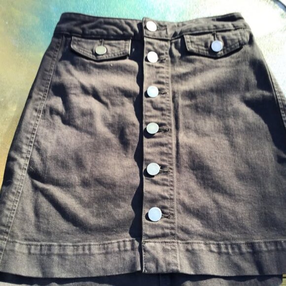 Loft black denim button skirt - Picture 1 of 3